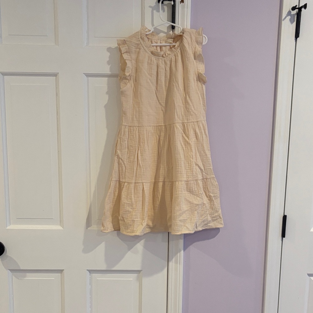 Copper Key Cream Ruffle Kids Dress